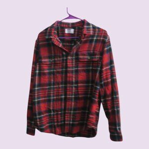 Old Navy men's double-brushed collared flannel plaid Christmas shirt in red L